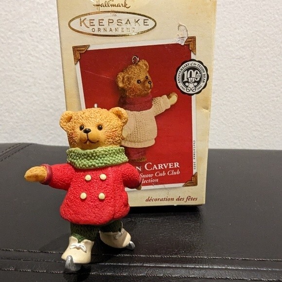 Set Snow Cub Club Hallmark Ornaments Teddy Bear Dexter Next & Gracie Skates 2002 - Picture 11 of 11